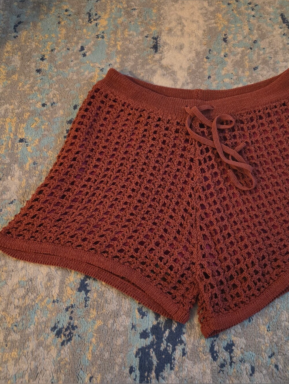 Zara Crochet Drawstring Women’s Shorts - Rust